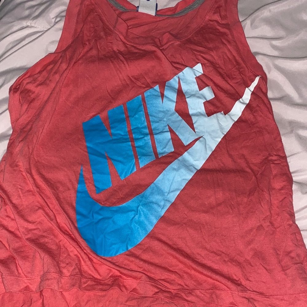 Nike Red Tank Top with Blue Logo